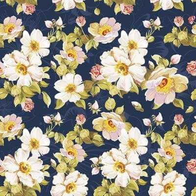 Papel de Parede Adesivo Floral Azul 108208349 - Papel na Parede