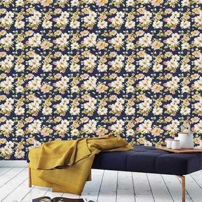 Papel de Parede Adesivo Floral Azul 108208349 - Papel na Parede