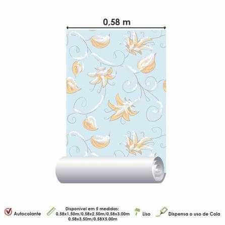 Papel de Parede Adesivo Floral Azul 117048286 - Papel na Parede