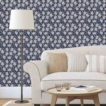 Papel de Parede Adesivo Floral Azul 129085823 - Papel na Parede