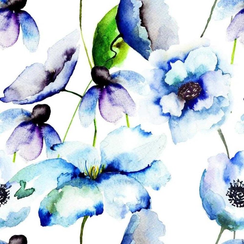 Papel de Parede Adesivo Floral Azul 157556498 - Papel na Parede