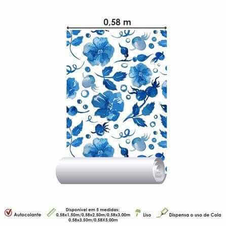 papel de parede Adesivo floral Azul 213605350 - Papel na Parede