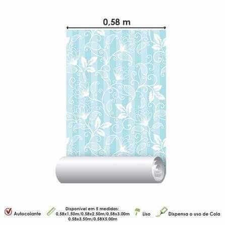 Papel de Parede Adesivo Floral Azul e Branco 589695 - Papel na Parede