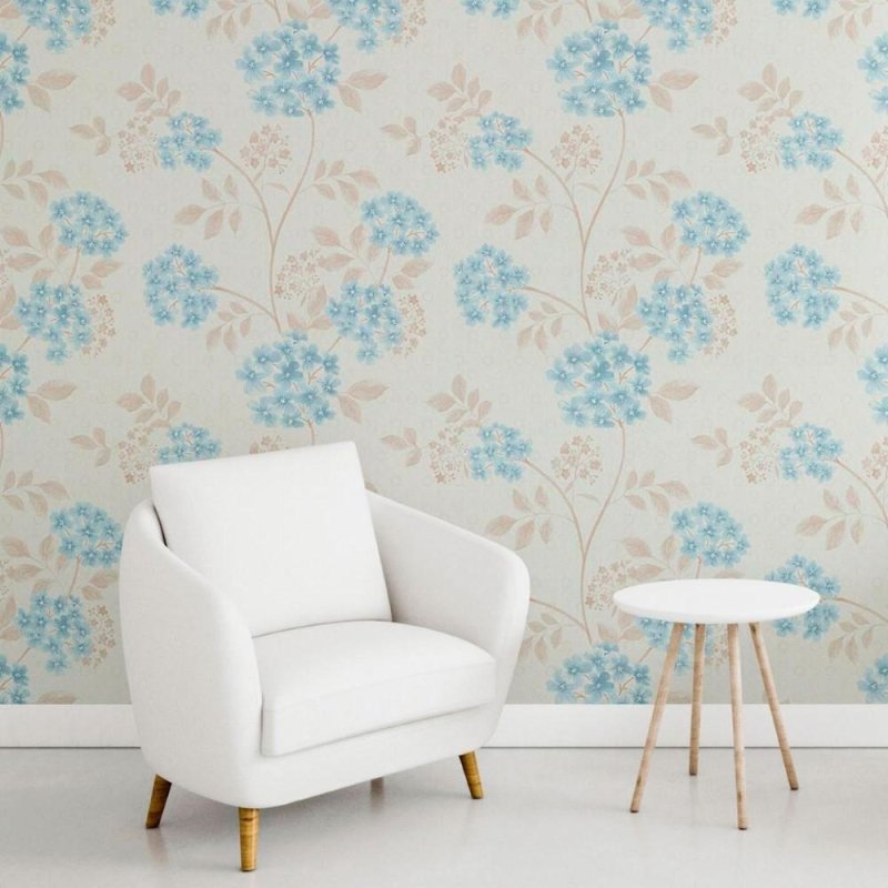 Papel de Parede Adesivo Floral Azul N011068 - Papel na Parede