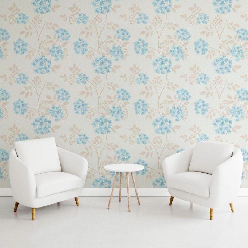 Papel de Parede Adesivo Floral Azul N011068 - Papel na Parede