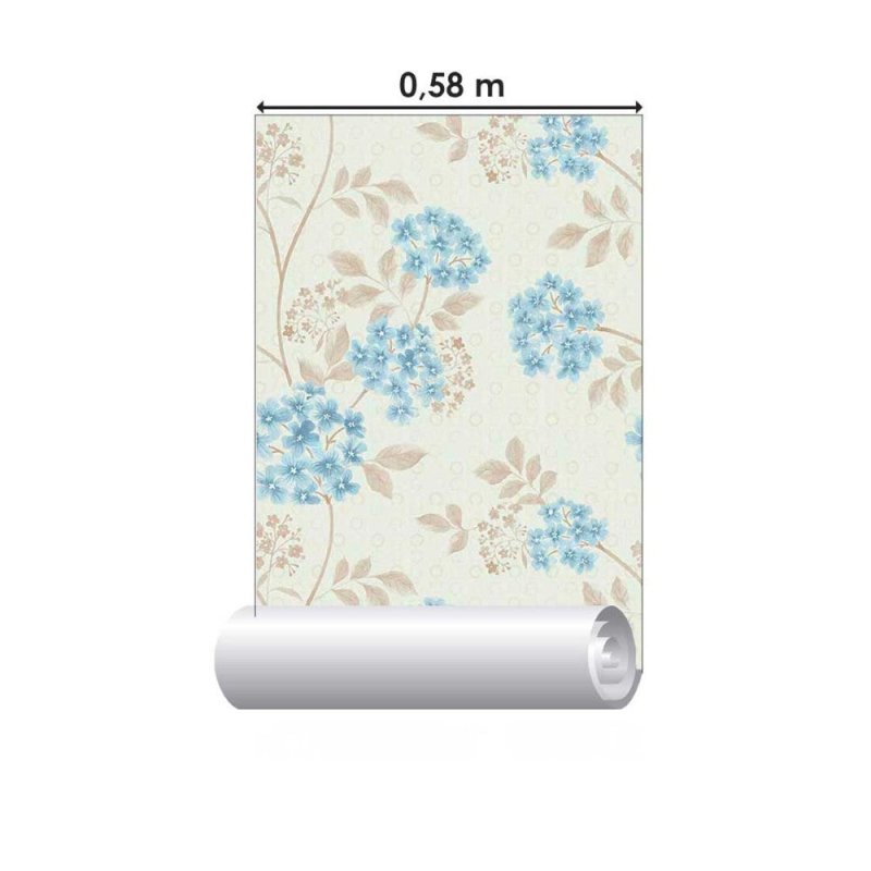 Papel de Parede Adesivo Floral Azul N011068 - Papel na Parede