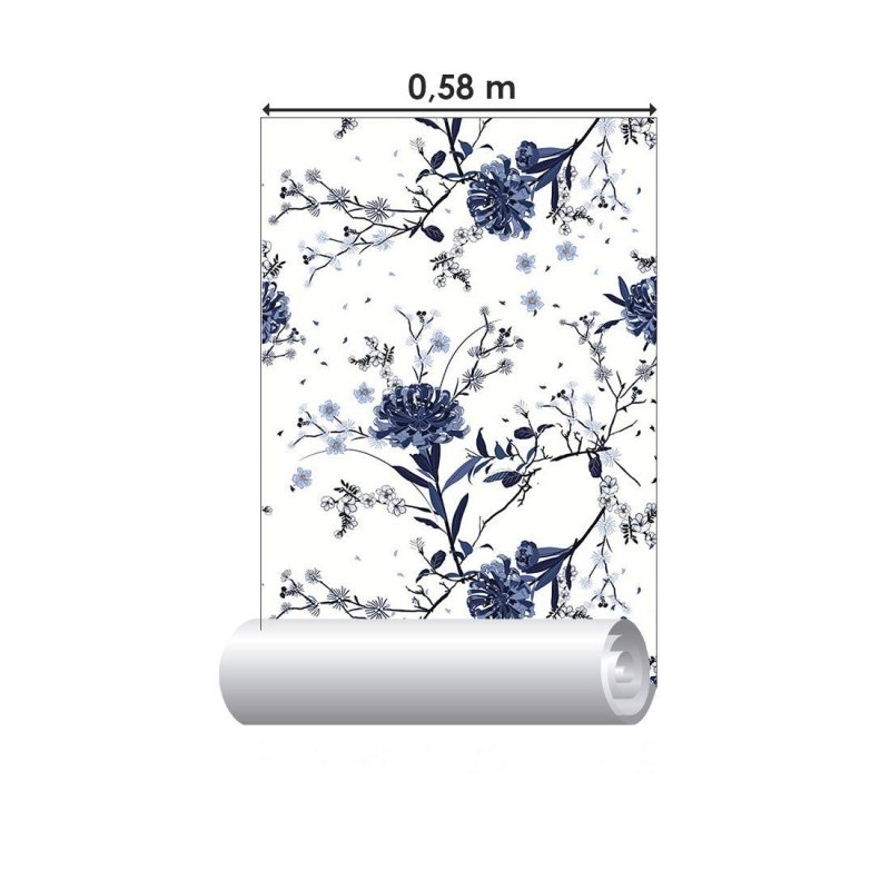 Papel de Parede Adesivo Floral Azul N015094 - Papel na Parede