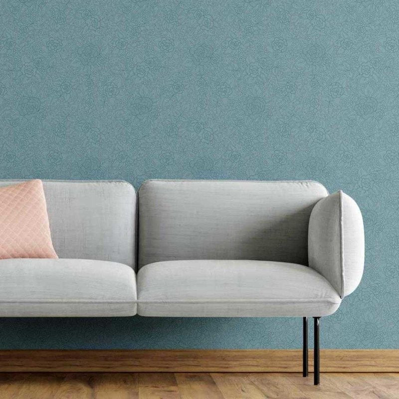 Papel de Parede Adesivo Floral Azul N05253 - Papel na Parede