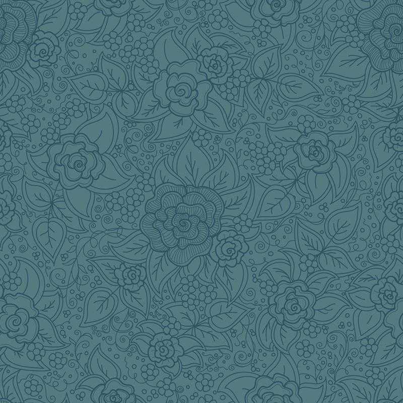 Papel de Parede Adesivo Floral Azul N05253 - Papel na Parede