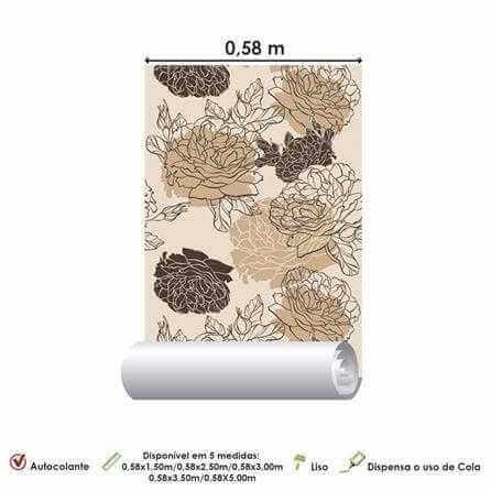 Papel de Parede Adesivo Floral Bege 210126 - Papel na Parede