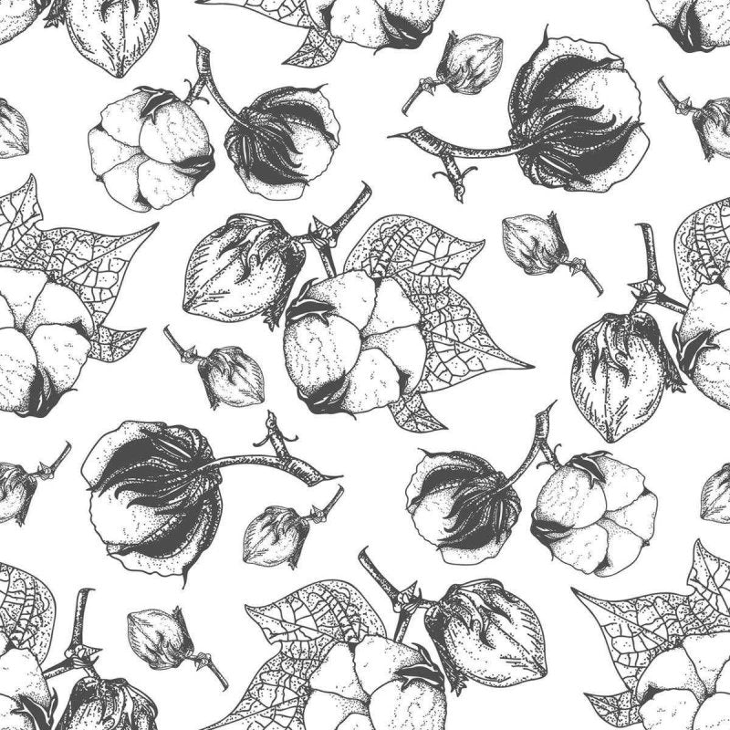 Papel de Parede Adesivo Floral branco e preto N03077 - Papel na Parede