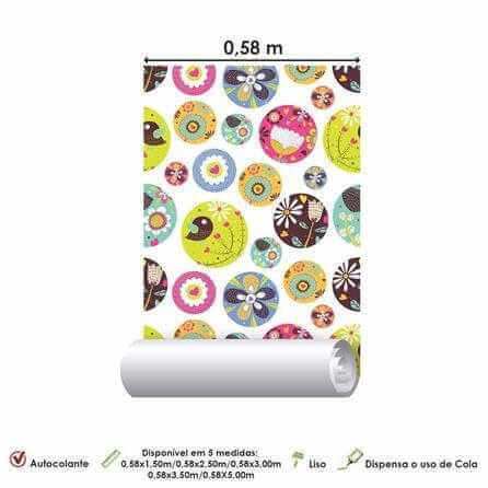 Papel de Parede Adesivo Floral Colorido 0172 - Papel na Parede