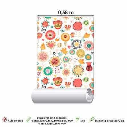 Papel de Parede Adesivo Floral Colorido 120667402 - Papel na Parede