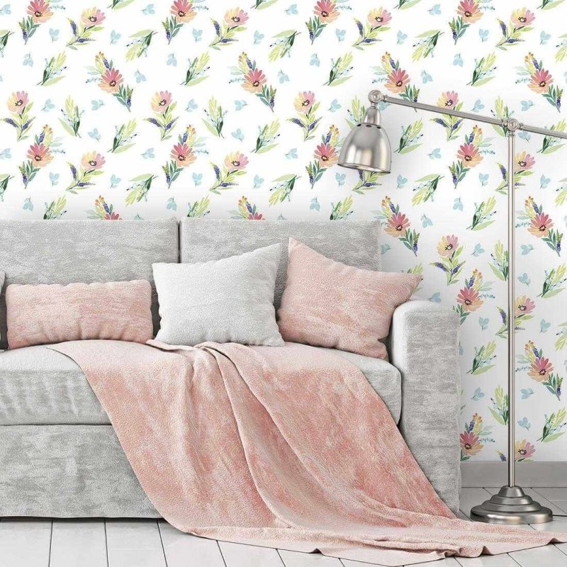 Papel de Parede Adesivo Floral Colorido 289063127 - Papel na Parede