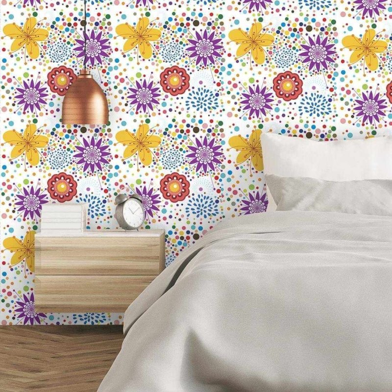 Papel de Parede Adesivo Floral Colorido 520 - Papel na Parede