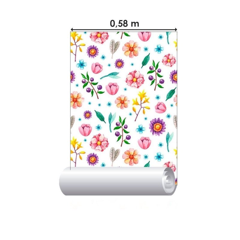 Papel de Parede Adesivo Floral Colorido N012145 - Papel na Parede