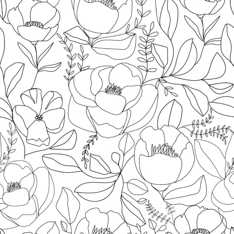 Papel de Parede Adesivo Floral Colorir N014033 - Papel na Parede