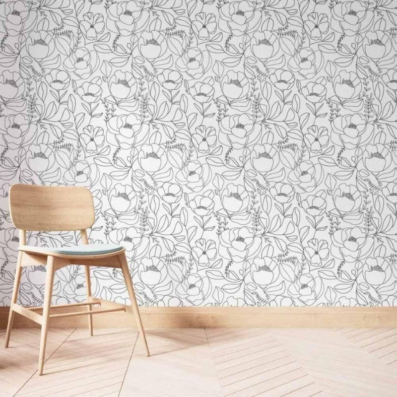 Papel de Parede Adesivo Floral Colorir N014033 - Papel na Parede