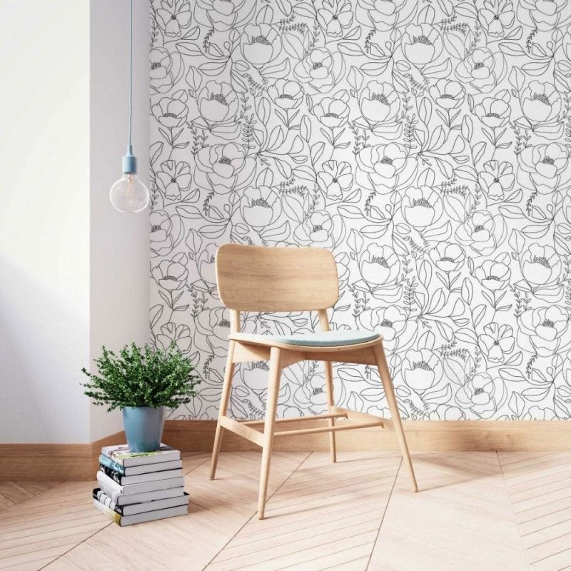 Papel de Parede Adesivo Floral Colorir N014033 - Papel na Parede