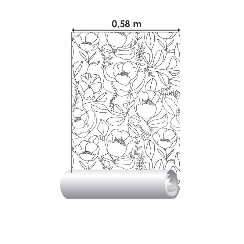 Papel de Parede Adesivo Floral Colorir N014033 - Papel na Parede