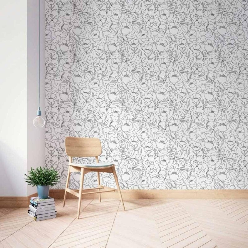 Papel de Parede Adesivo Floral Colorir N014033 - Papel na Parede