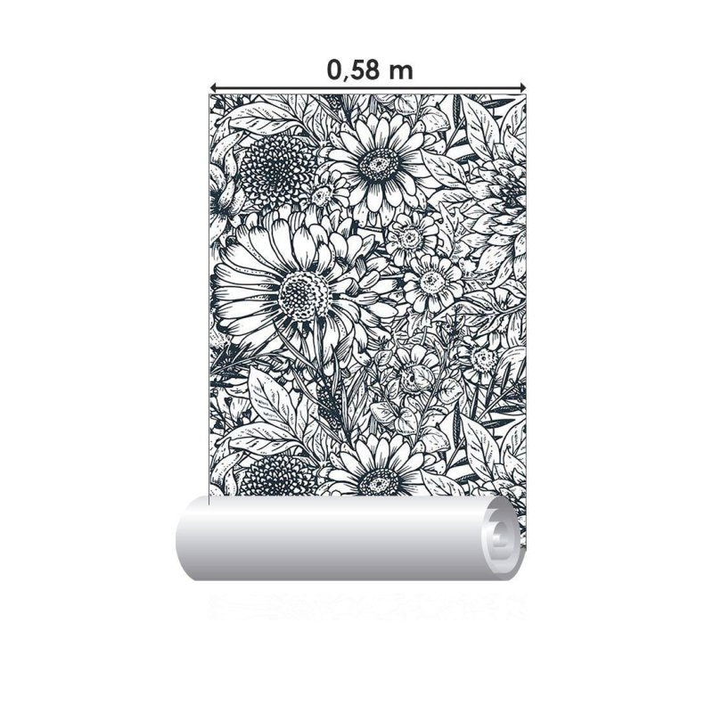 Papel de Parede Adesivo floral colorir N014147 - Papel na Parede