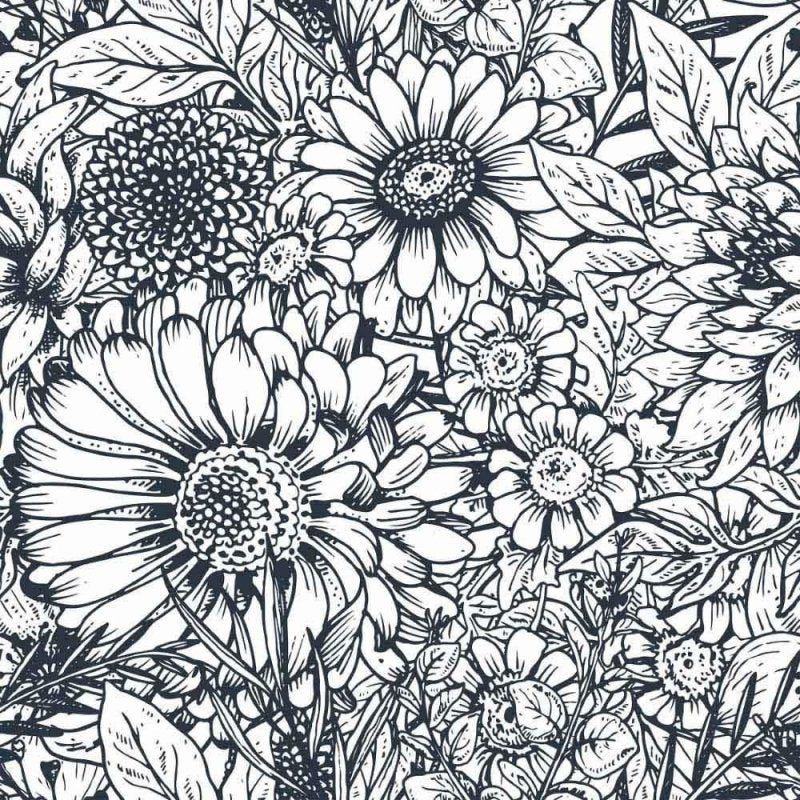 Papel de Parede Adesivo floral colorir N014147 - Papel na Parede