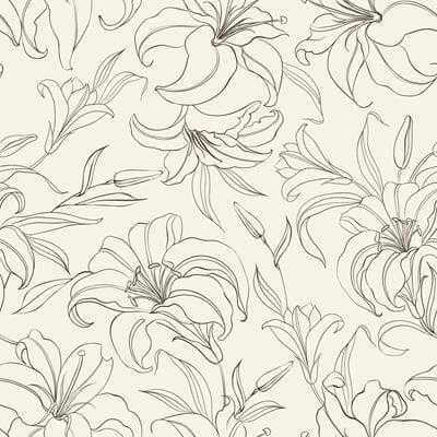 Papel de Parede Adesivo Floral Contorno 138589769 - Papel na Parede
