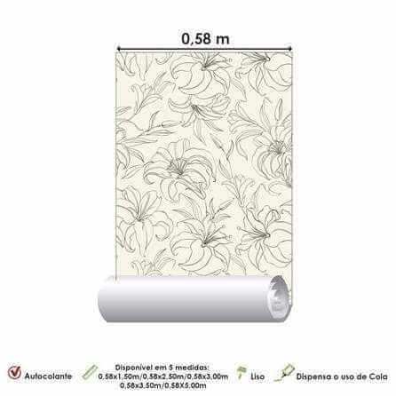 Papel de Parede Adesivo Floral Contorno 138589769 - Papel na Parede
