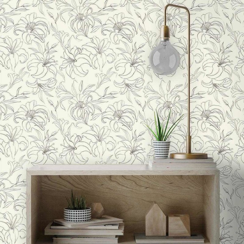 Papel de Parede Adesivo Floral Contorno 138589769 - Papel na Parede