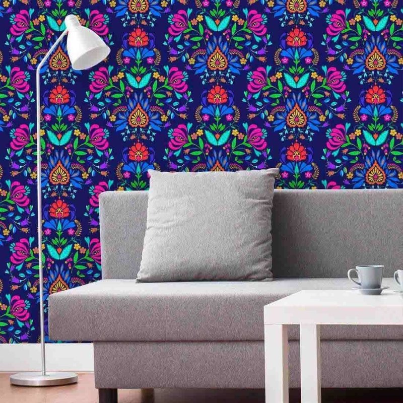 Papel de Parede Adesivo Floral Étnico Jovem Colorido 288931340 - Papel na Parede