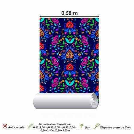 Papel de Parede Adesivo Floral Étnico Jovem Colorido 288931340 - Papel na Parede