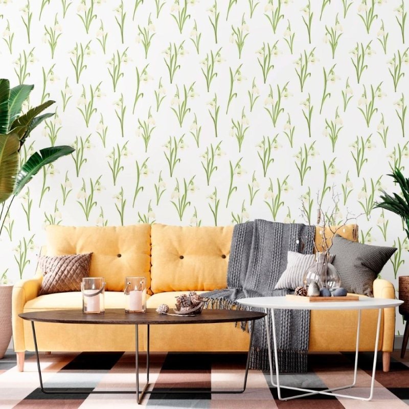 Papel de Parede Adesivo Floral Flocos de Neve N012044 - Papel na Parede