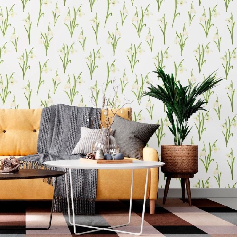 Papel de Parede Adesivo Floral Flocos de Neve N012044 - Papel na Parede