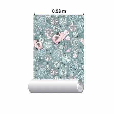 Papel de Parede Adesivo Floral Gatos 1302 - Papel na Parede