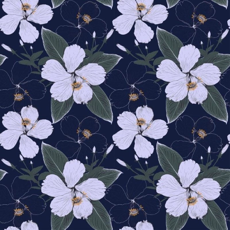Papel de Parede Adesivo Floral Hibisco N012078 - Papel na Parede