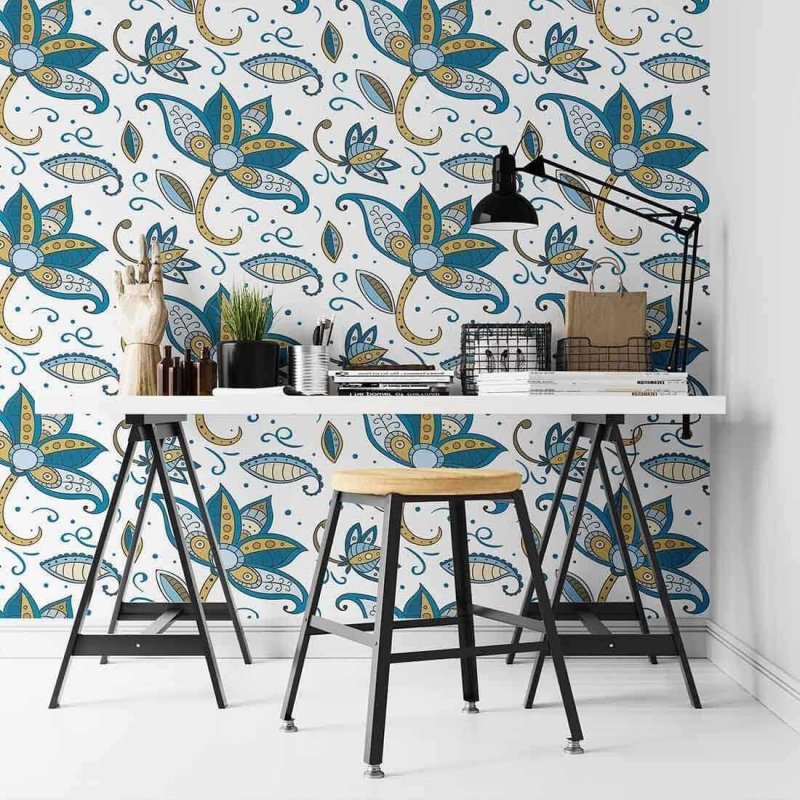 Papel de Parede Adesivo Floral Indiano N02109 - Papel na Parede