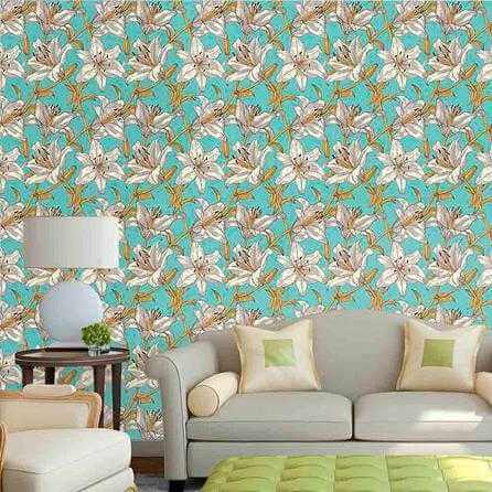 Papel de Parede Adesivo Floral Lírios 80701738 - Papel na Parede