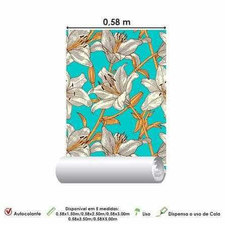 Papel de Parede Adesivo Floral Lírios 80701738 - Papel na Parede
