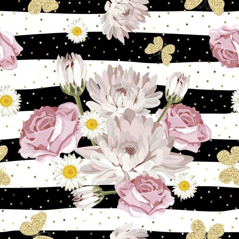 Papel de Parede Adesivo Floral Listrado N015051 - Papel na Parede