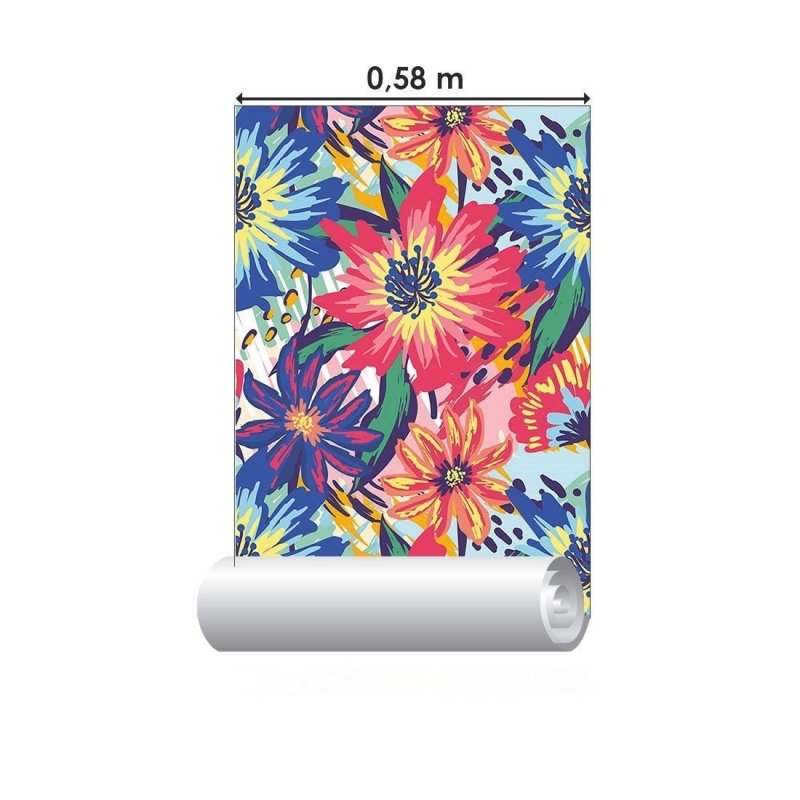 Papel de Parede Adesivo Floral Maxi Colorido N015095 - Papel na Parede