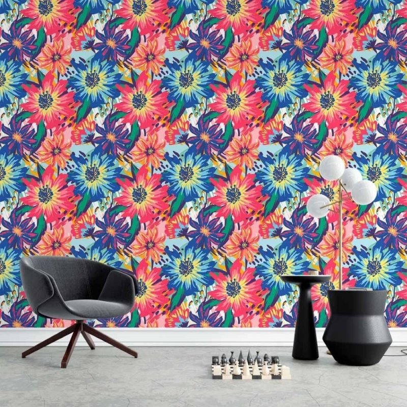 Papel de Parede Adesivo Floral Maxi Colorido N015095 - Papel na Parede