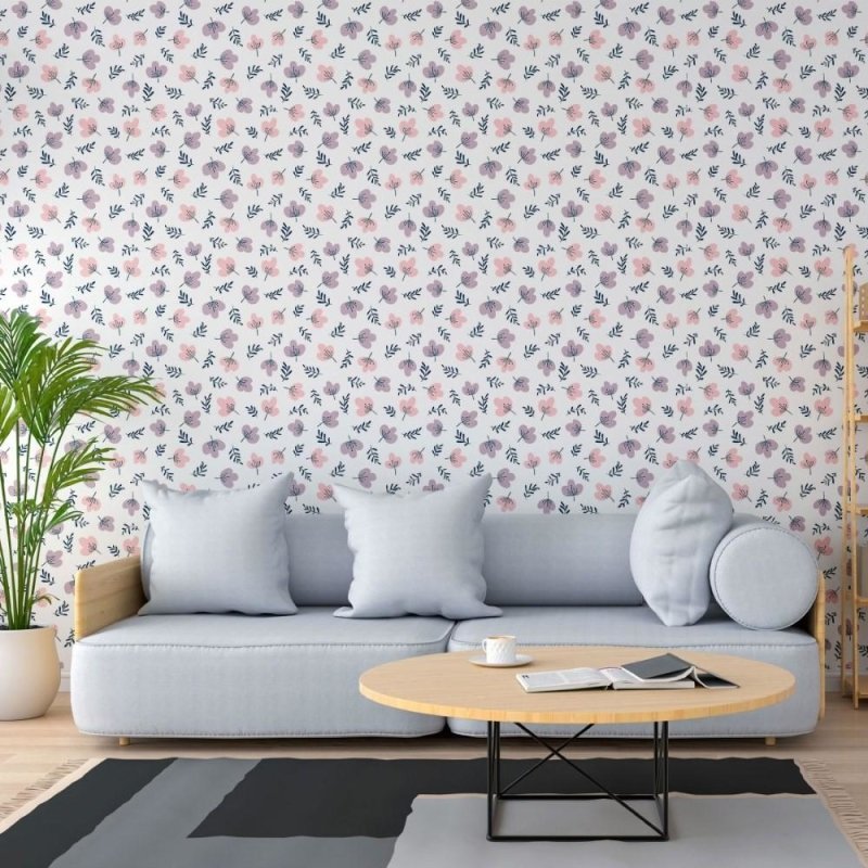 Papel de Parede Adesivo Floral Minimalista N013146 - Papel na Parede