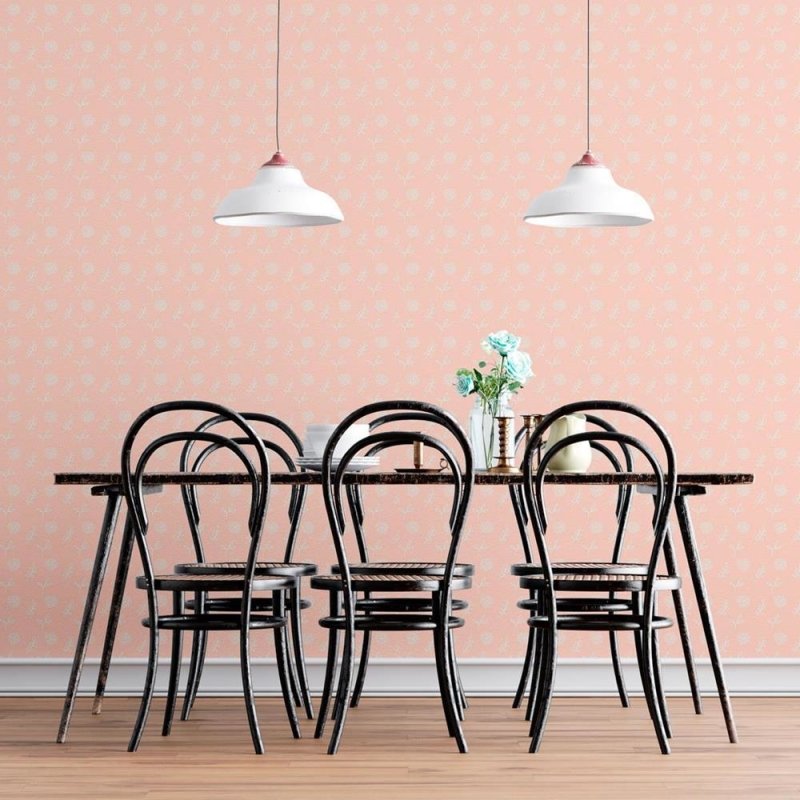 Papel de Parede Adesivo Floral Minimalista Salmão N08040 - Papel na Parede