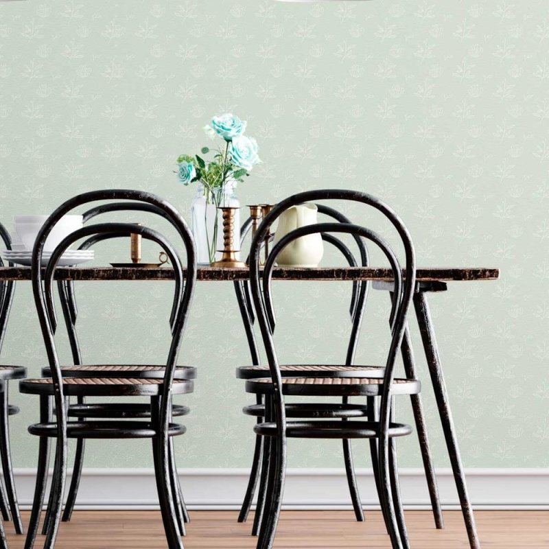 Papel de Parede Adesivo Floral Minimalista Verde N08038 - Papel na Parede