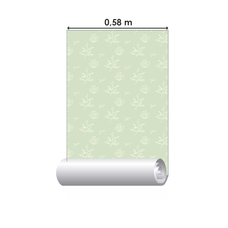 Papel de Parede Adesivo Floral Minimalista Verde N08038 - Papel na Parede