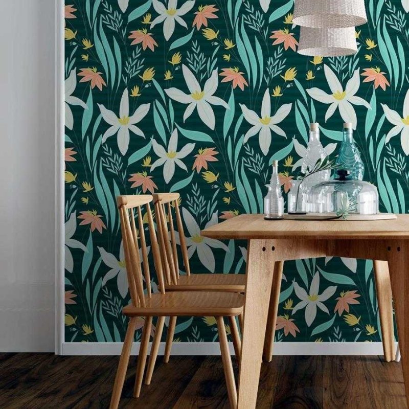 Papel de Parede Adesivo Floral Orquidea Preto N06191 - Papel na Parede