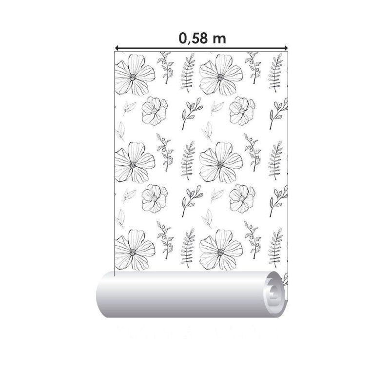 Papel de Parede Adesivo Floral Para Colorir N013289 - Papel na Parede