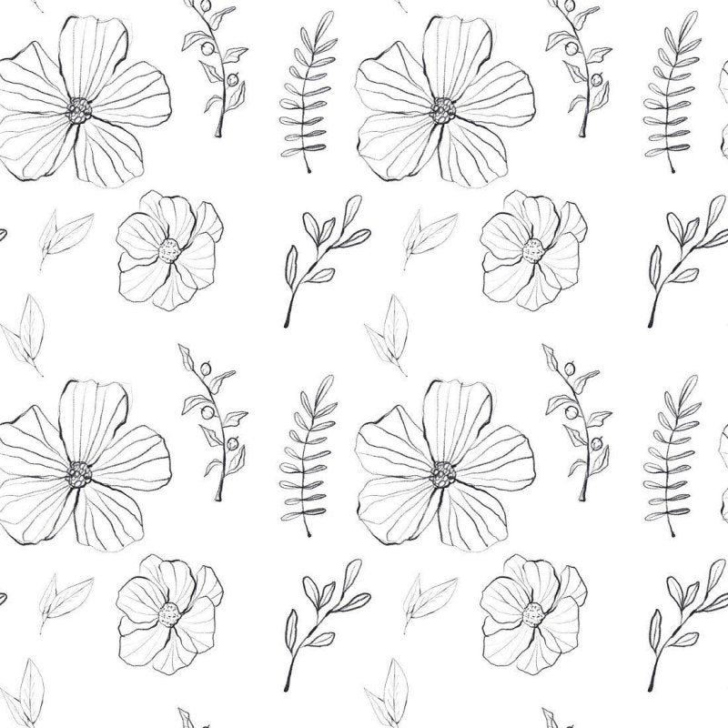 Papel de Parede Adesivo Floral Para Colorir N013289 - Papel na Parede