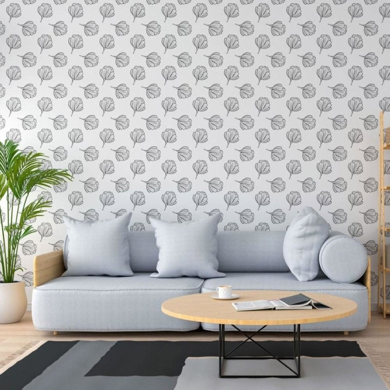 Papel de Parede Adesivo Floral P&B N013119 - Papel na Parede